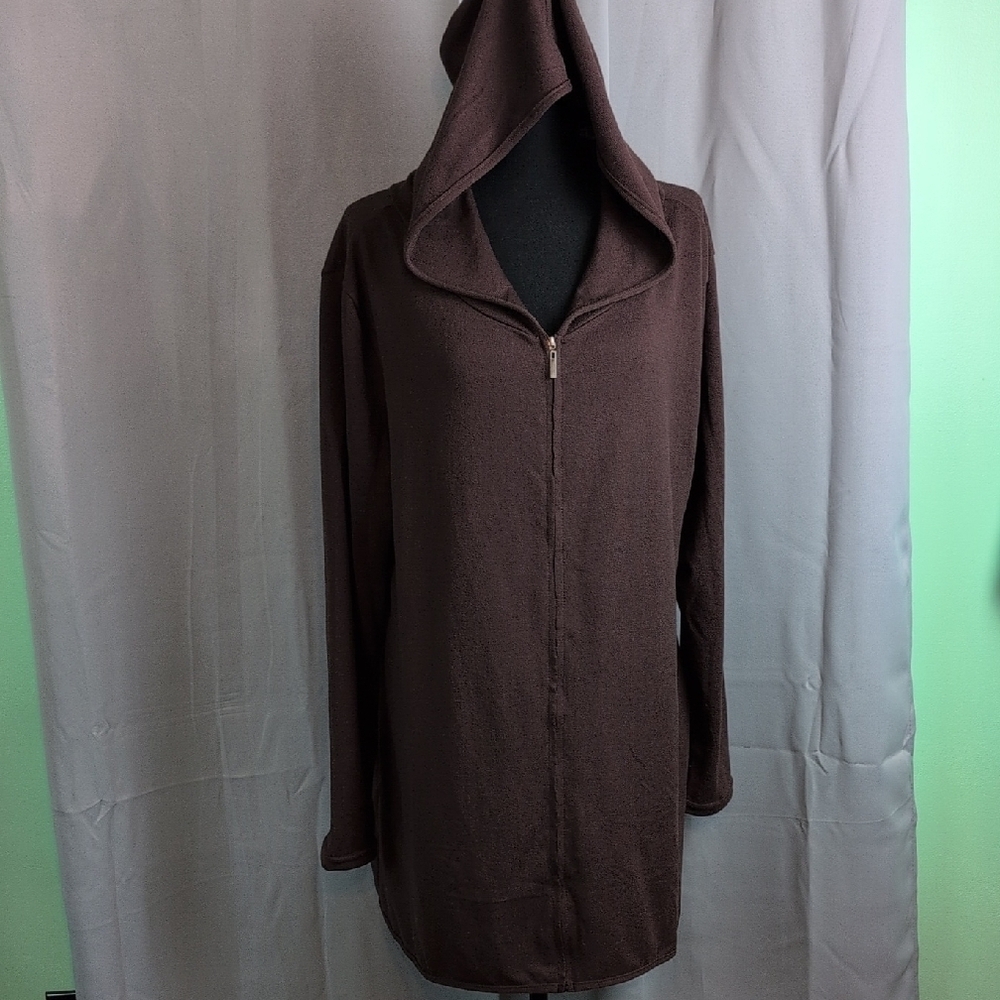Chocolate‎ Brown Casual Cape with Zipper